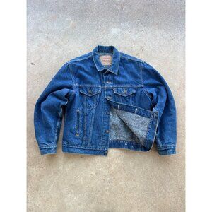 Vintage Levis Mens Blue Denim Blanket-Lined Trucker Denim Jacket Size 42